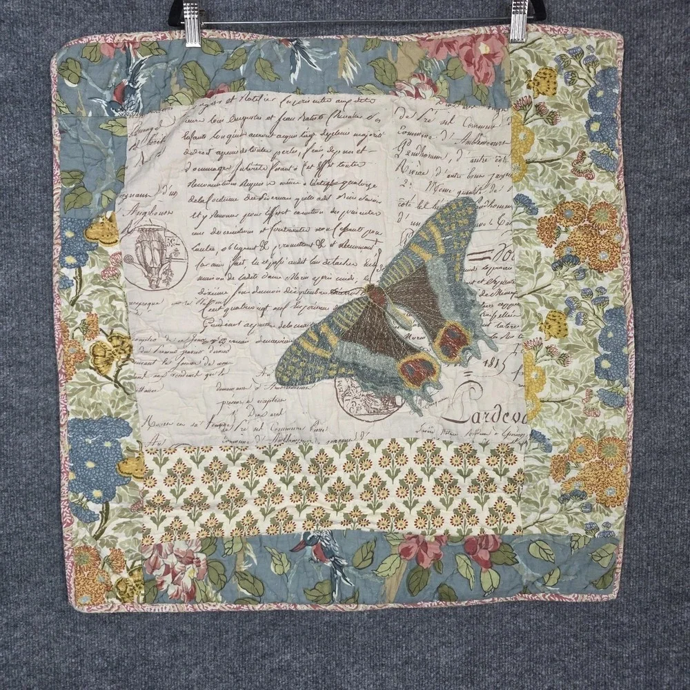 Pottery Barn Poppy Butterfly Embroidered Euro Sham 26